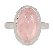 Natural Rose Quartz - Madagascar 925 Sterling Silver Ring Jewelry s.9 ALLR-30557