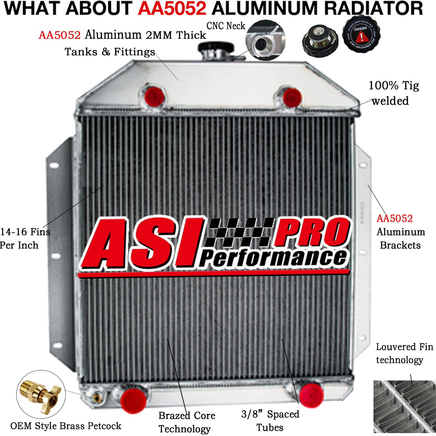 4-Core Aluminum Radiator For 1949-1953 Ford Cars Flathead Configuration V8 MT