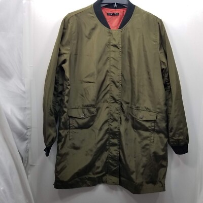 Papaya Women's Full Zip Snap Front Long Sleeve Wind Breaker Jacket Green Large