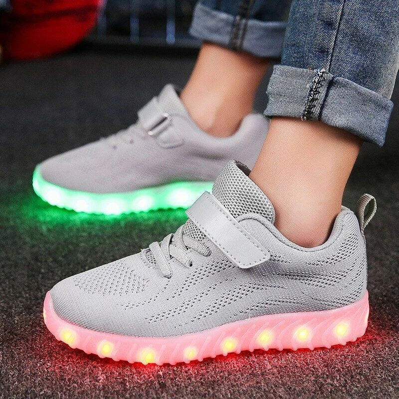 Para Botas Con Luz Niños Niñas LED Transpirables USB | eBay