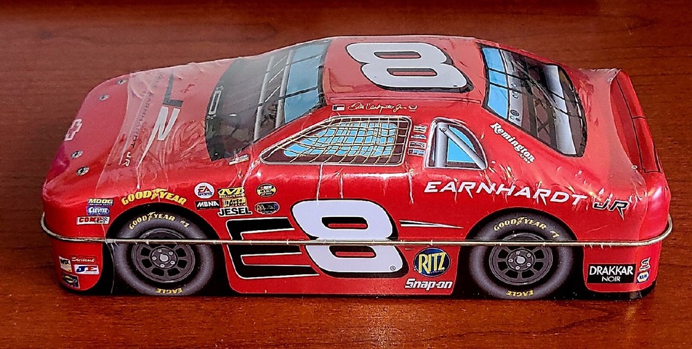 NEW racecar collectible tin Dale Earnhardt Jr Nascar new with double crisp.