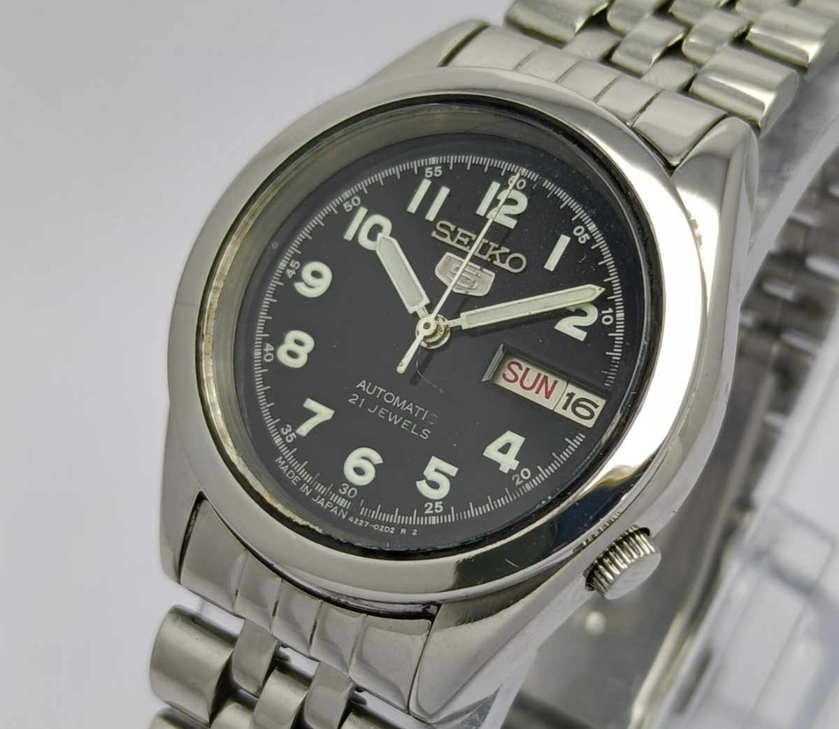 Seiko 5 Automatic 4227-00X0 Day Date Military Dial Vintage Men's