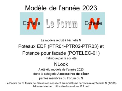 3 Poteaux Téléphoniques Routiers Peints échelle N - NLOOK, Hauteur 38mm