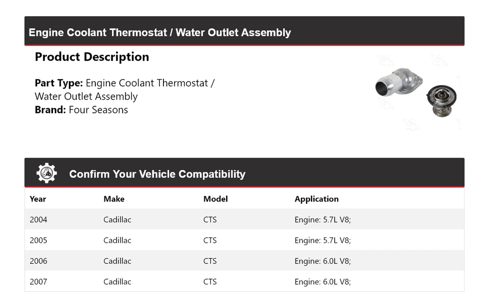 Para 2004-07 Cadillac CTS Motor Refrigerante Termostato/Saída de Água Assy 4 Estações - Imagem 2 de 4