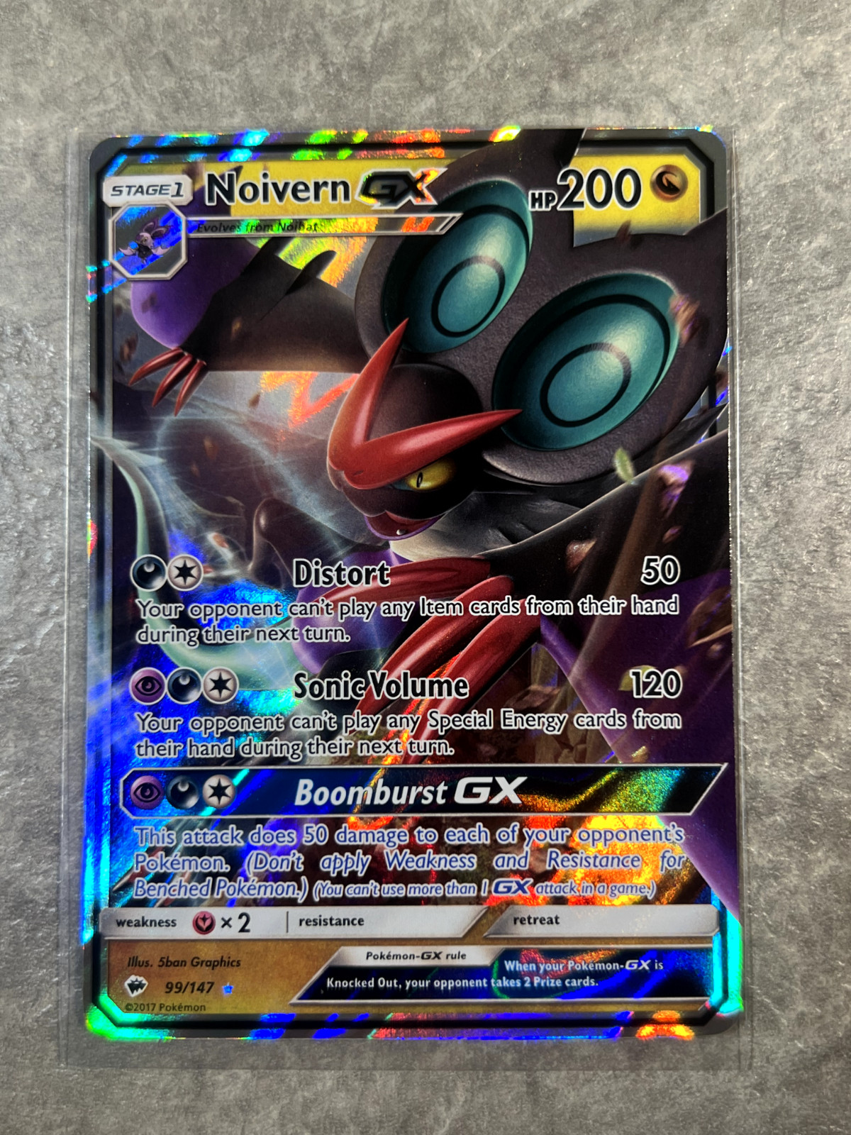 Noivern GX 99/147 Pokemon TCG Sun Moon Sm-Burning Shadows Holo (Moderate Play) 2