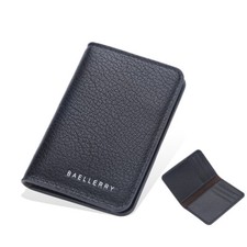 Men PU Leather Wallet Slim Card Holder Slot Mini Bifold Purse Front Pocket Black