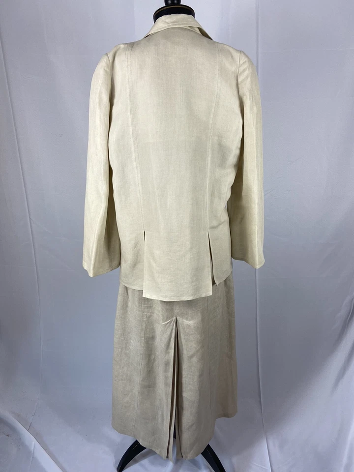 Traje Falda Claude Montans Talla 10 Vintage Frente Abierto Color Beige Foto 2 de 4