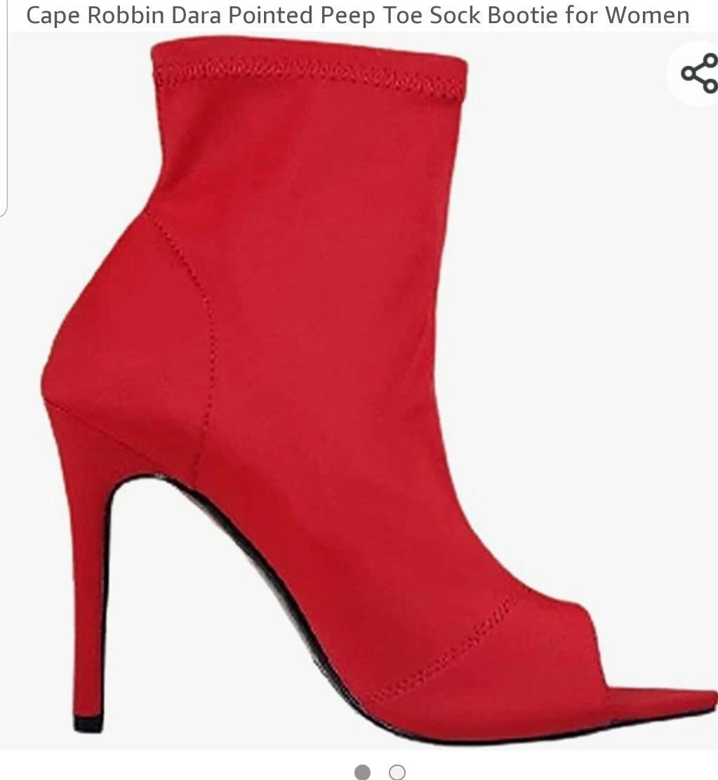 Peep toe red booties 2025