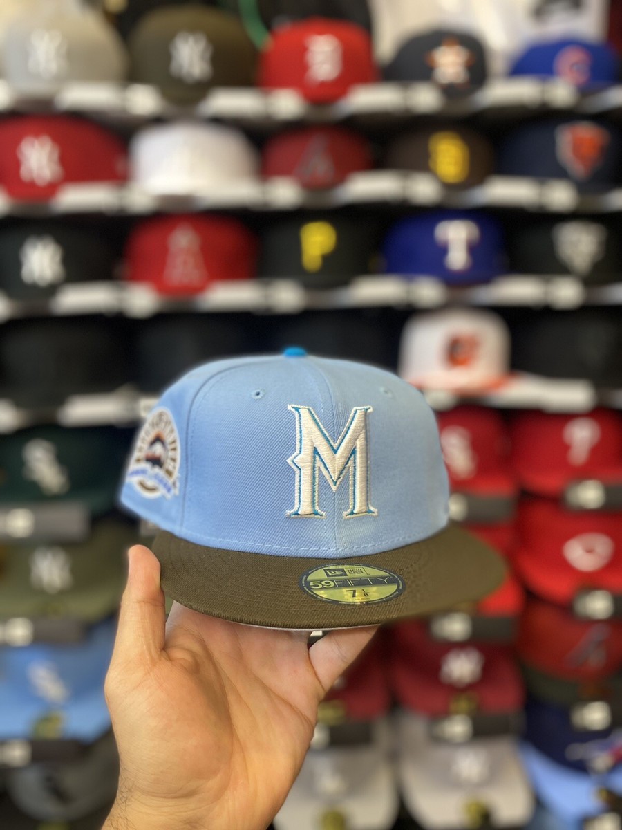 New Era Milwaukee Braves Sky Blue/Brown 59fifty Fitted Hat (Sz 7 1
