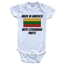 Made In America With Lithuanian Parts Lithuania Flag Funny Baby Bodysuit