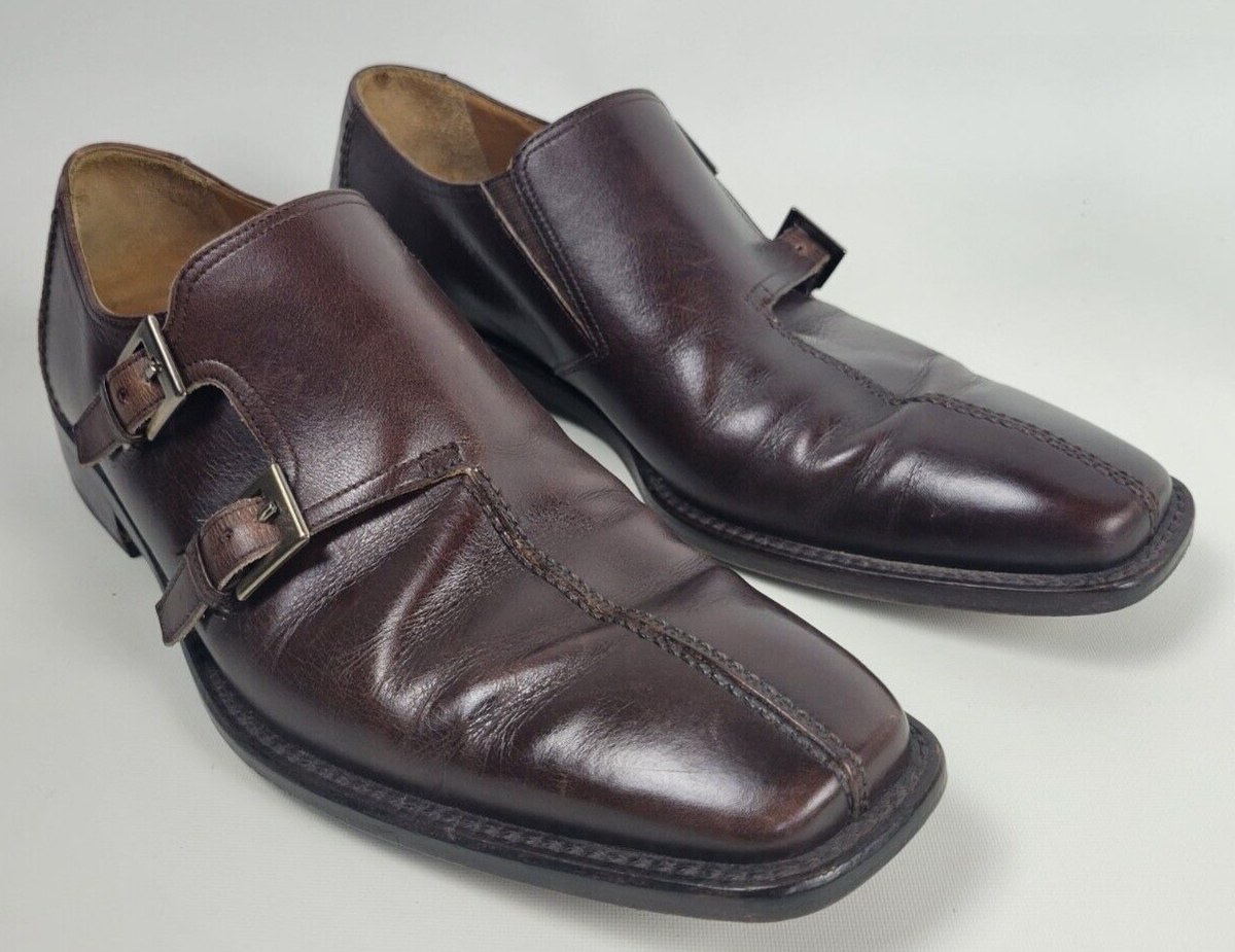 Mezlan Mens Brown Leather Split Toe Double Monk Strap Dress  display picture 1