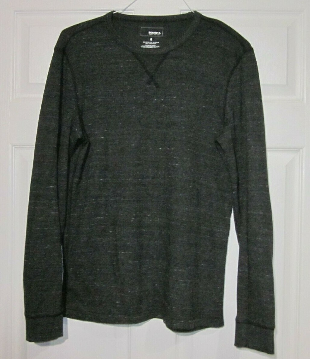 SONOMA GRAY CREW NECK THERMAL WEAVE LONG SLEEVE KNIT SHIRT, MENS SMALL,  #158ZH