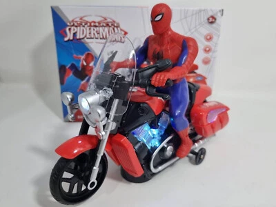 Ultimate Spiderman Figure & Motorbike Flashing Light & Music Sound Spider-Bike