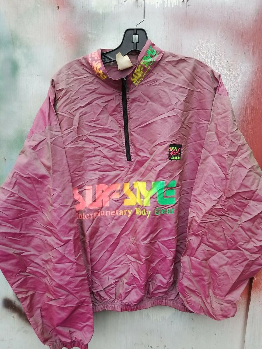 【binary01】Frill Windbreaker ★2color Surf Style PCB Windbreaker Jacket Iridescent Purple 90s Look