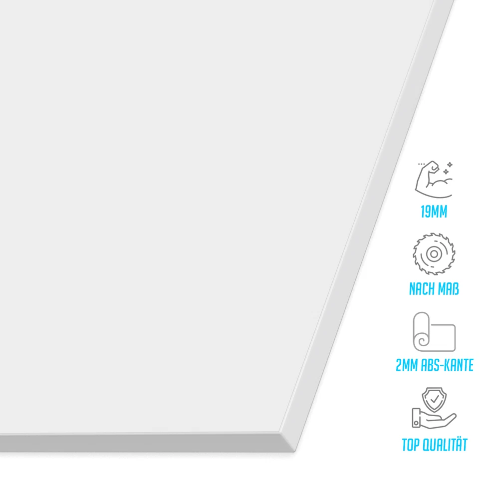 X57 Dekorplatte Weiß 19mm - Spanplatte - Tischplatte - 2mm ABS Kante - nach Maß - Bild 2 von 3