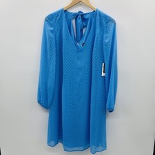 INC International Concepts Womens Medium Tie-Back Chiffon Shift Dress Blue $79