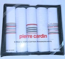 Pierre Cardin Handkerchiefs Set of 5 Men's 100 Cotton New In Box