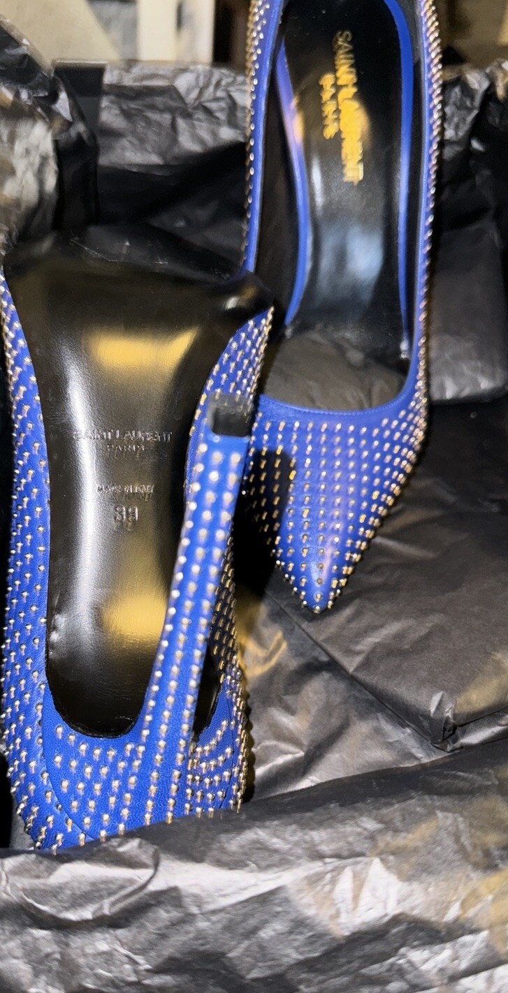 YSL donna Saint Laurent tacco blu taglia 39 leggermente indossato