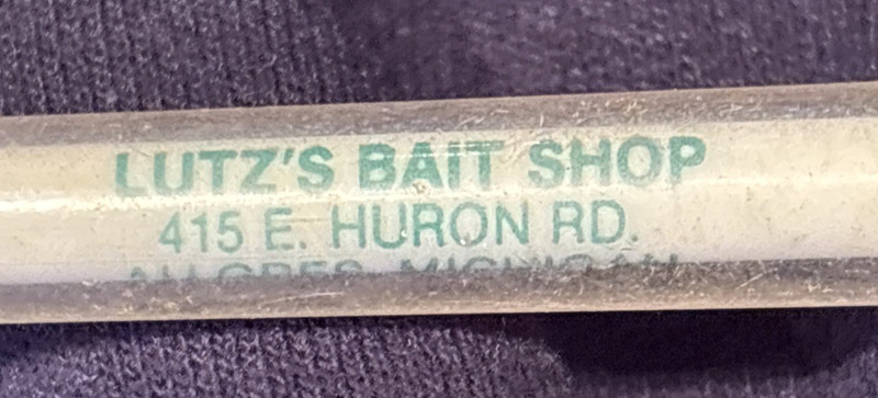 Vintage Lutz’s bait shop advertising pen Au Gres Michigan
