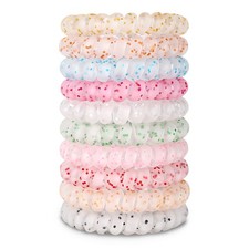 10 Piece Spiral Hair Ties For Thick Hair Coil Elastics Multicolor Medium No Crea