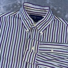 Ralph Lauren Custom Fit Stripe Button Down Shirt Men Sz 16 32/33 Preppy Business