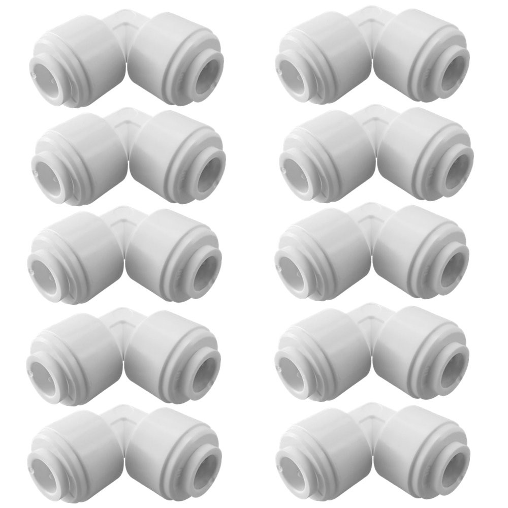 PureSec 1/4 RO Tubing Elbow Connector 90 Degree Push To inch, White