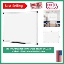 Magnetic Dry Erase Board 36x24 - Aluminum Frame for Office School