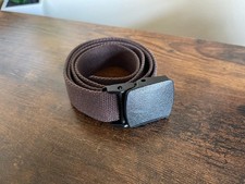 Brown Canvas Web Belt Adjustable Black Plastic Buckle Casual Military Style