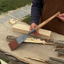 Timber Slick Chisel Hand-Forged with Sheath. Carbon Steel Blade. Ash Wood Handle