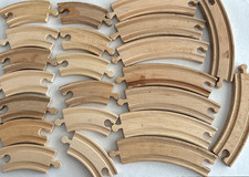 LOT 22 wooden Train Track Unmarked Brio compatible Curved 2 sizes 4" 7" A