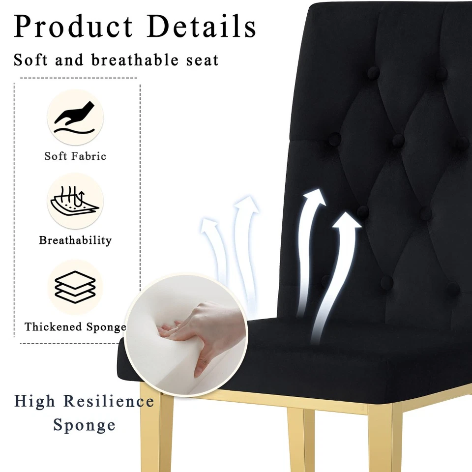 Table Chair set Modern Style Round Clear Table W Metal Legs Paried W 2 chairs - Image 3 of 4