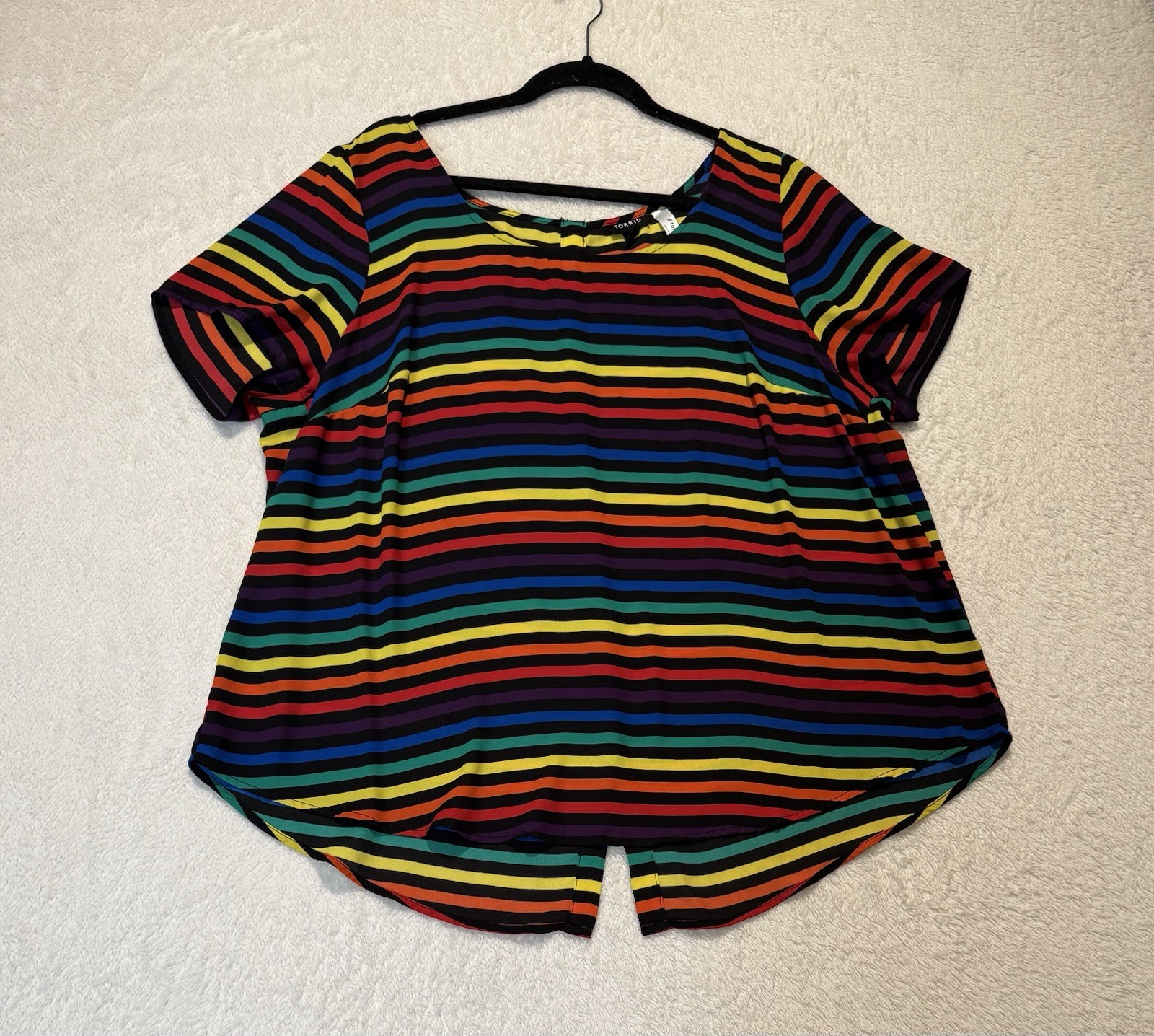 Torrid Striped Button Down Back Short Sleeves Top… - image 3