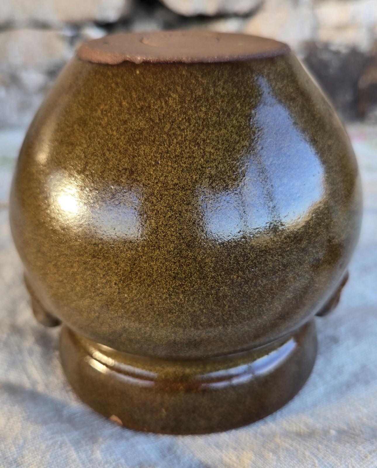 Jugtown Ware Pottery Glazed Redware Crock Jar & Lid North Carolina c1980 Vintage