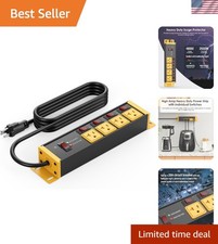 Durable Yellow Surge Protector with 4 Wide-Spaced Outlets and 6FT Extension Cord
