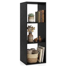 3-Cube Bookshelf, Modern Vertical Bookcase w/Back Guardrail & Anti-tipping Kits