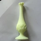 Vintage Fenton Uranium Custard Glass Water Lilly Footed Swung Bud Vase 9” GLOWS