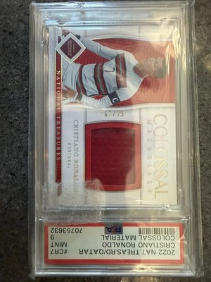 2022 National Treasures World Cup Cristiano Ronaldo Colossal Patch /99 PSA 9 MT