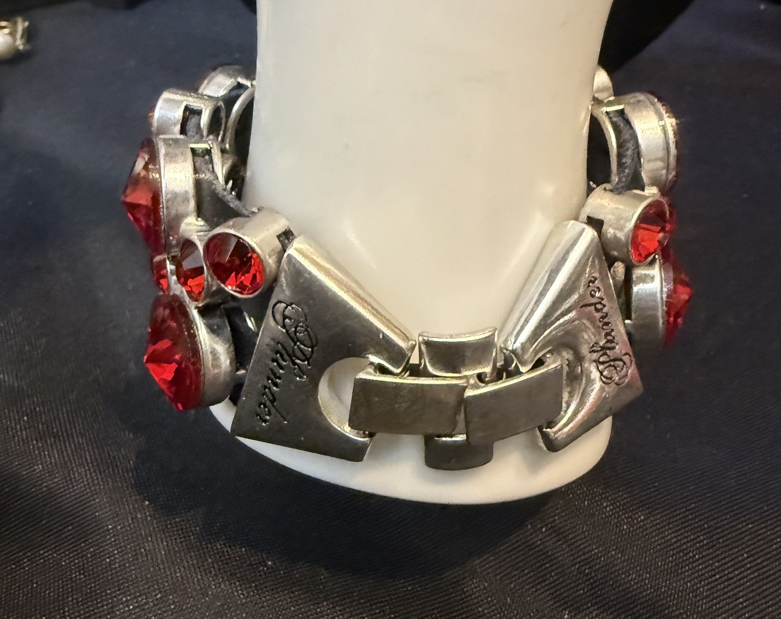 PLUNDER Silver Tone & Red Statement Chunky Large … - image 3