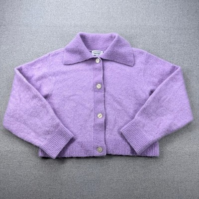& Other Stories Alpaca Wool Blend Cropped Collared Cardigan Lilac Purple Sz S