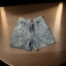 80s-90s VTG Brittania Export Stone Acid Wash High Waisted Mom Shorts Denim Sz 12