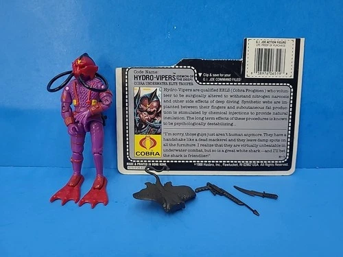 Vintage 1988 HASBRO GI JOE COBRA HYDRO-VIPER v1 FIGURE 100% COMPLETE w/ File