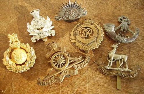 WW1 & WW2 Cap Badges Bundle inc Australia &Other Army Regiments Royal Marines