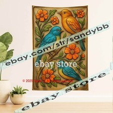 Bird Garden Wall Hanging Floral Art nature harmony decor 39X59 in