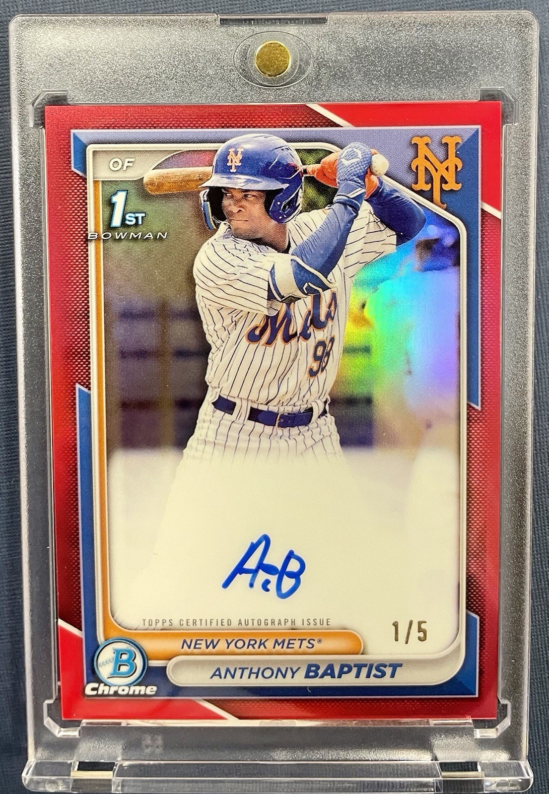 2024 Bowman Anthony Baptist Chrome Auto Red Refractor 1st #1/5 Mets