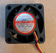 Evercool 40mm x 15mm 12V EC4015SH12BA Computer Case Ball Bearing 3-Pin Fan