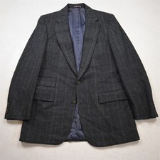 Vtg Mens 38R BLue Glenn Check Wool Tweed Mens Blazer Suit Jacket Sport Coat