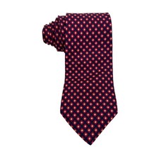 Burberry Silk Tie Navy Red Diamond Pattern Made in England Mens Luxury 56" long