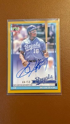 2026 Topps Series 1 Bo Jackson Gold 1991 On Card Auto 44/50 #91A-BJ
