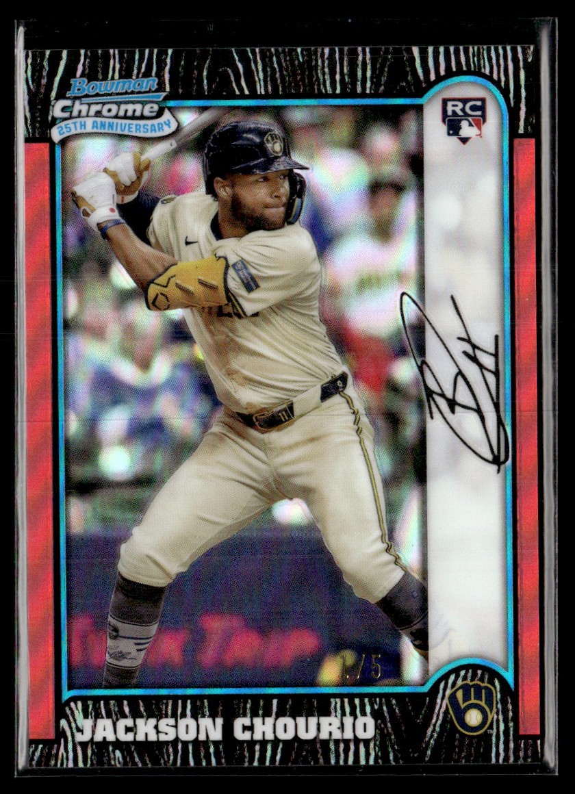2024 Bowman Chrome 25th Anniversary Red Refractor Jackson Chourio Rookie 1/5