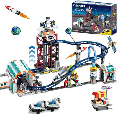 Space Roller Coaster Building Sets - Rollercoaster Building Toy with Rocket, Lif